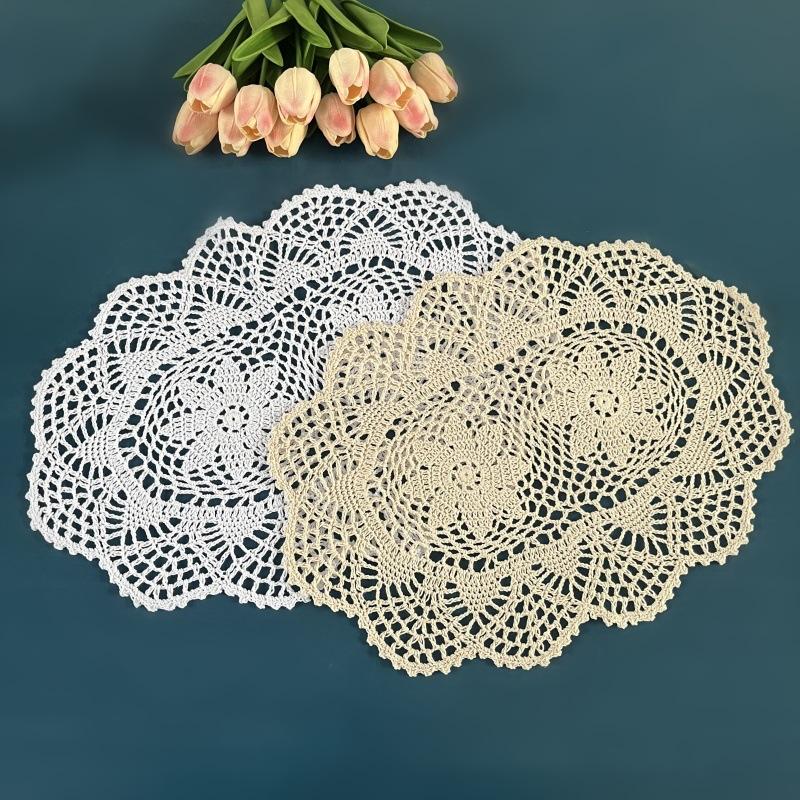 1PC Hand Crocheted Doily Vintage Cotton Crochet Table Place Mat Wedding Napkins Cloth Lace Placemats Decorative