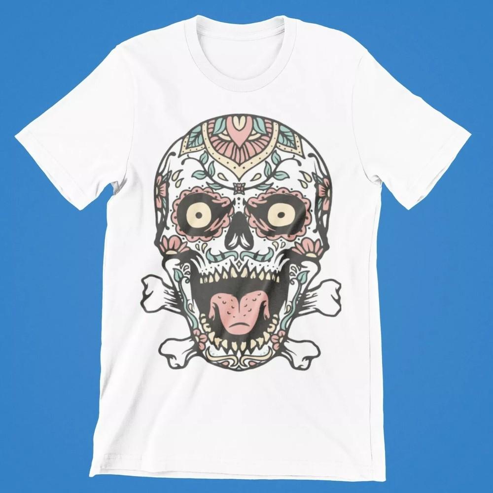 Day Of Dead Skull T-Shirt Retro Cool Gift Tee Mexico Cartoon 80s UK Unisex T-Shirt S