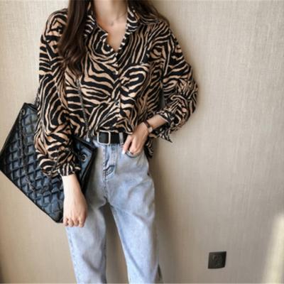 Spring Fashion Retro Long-sleeved Striped Shirt Female Loose Lazy Wind Shirt Jacket Blouse Tide Vintage Basic Office Casual Women Shirt