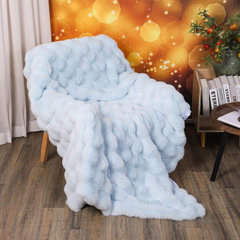 Tuscany Dual-Sided Ultra-Thick Rabbit Fur Blanket: Autumn/Winter Velvet Nap Quilt