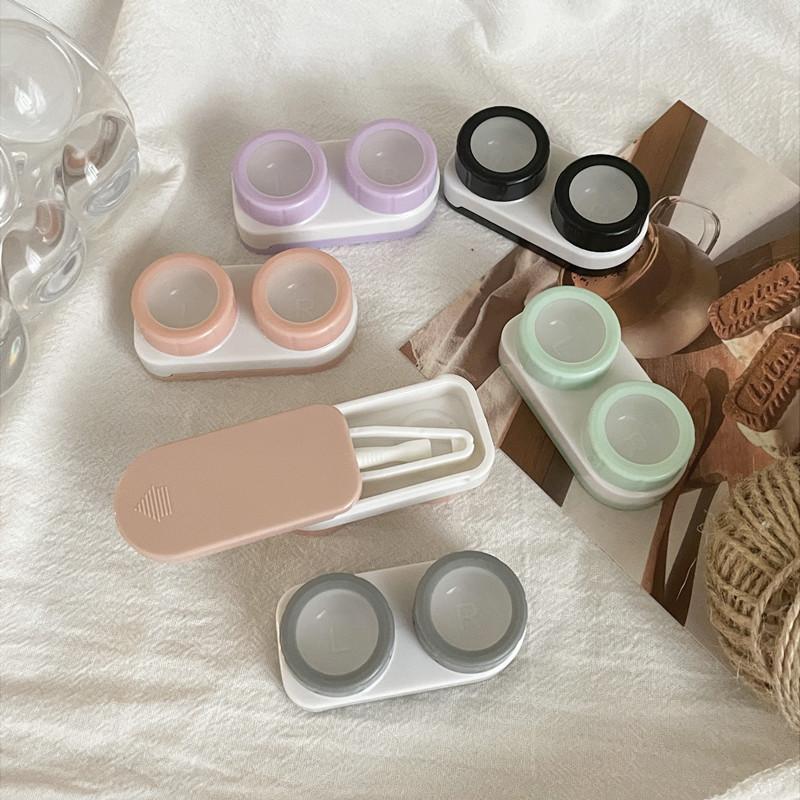 New Multicolour Lenses Eye Contact Holder Lenses Box Eye Lenses Set Container Pupils Case Lens Kit