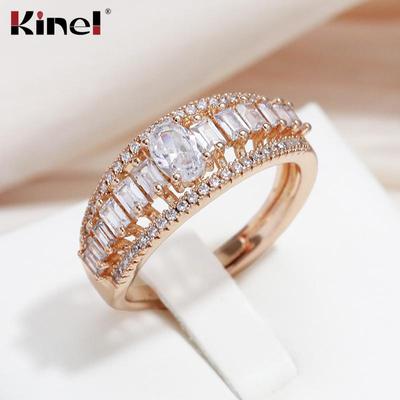 Kinel Luxury Natural Zirconia Full Pave טבעת לנשים גודל מתכוונן