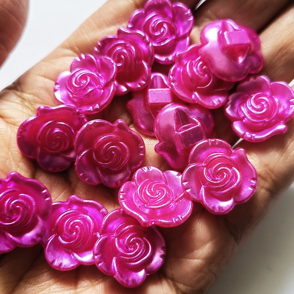 18mm ABS Pearl Flower Beads with Back Holes for Washable Multi-Color Garment and Home Decor
