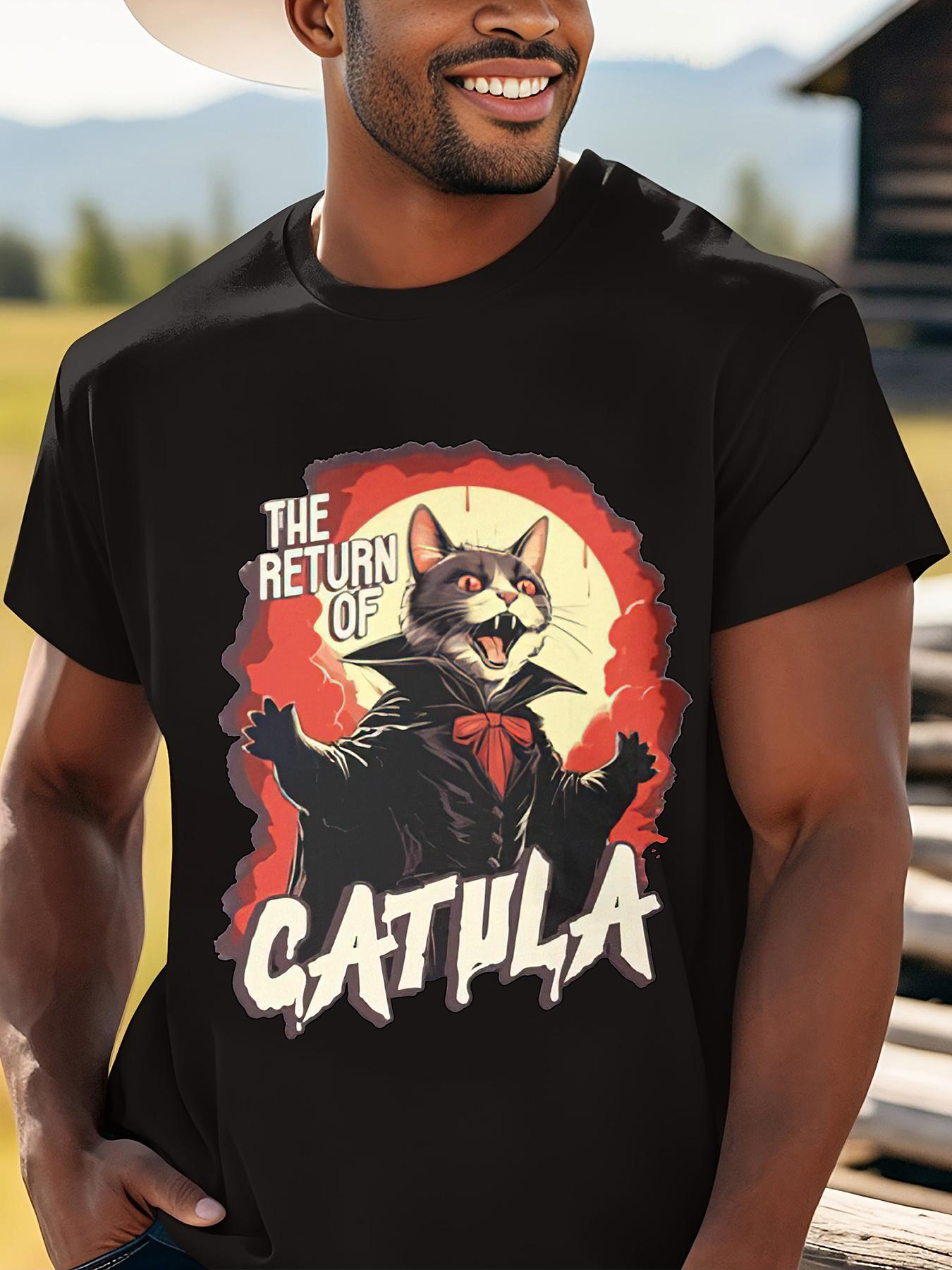 

Men s SummerFun Cat Printed Lightweight Round Neck T-shirt for Fitness and Leisure Party Black Daily Outdoor Street Short Sleeve 4XL