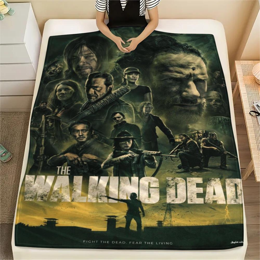 1Pc Walking Dead Print Flannel Blanket, High Quality Comfortable for All Seasons, Home Decor, Warmth and Comfort, Perfect for Gifts