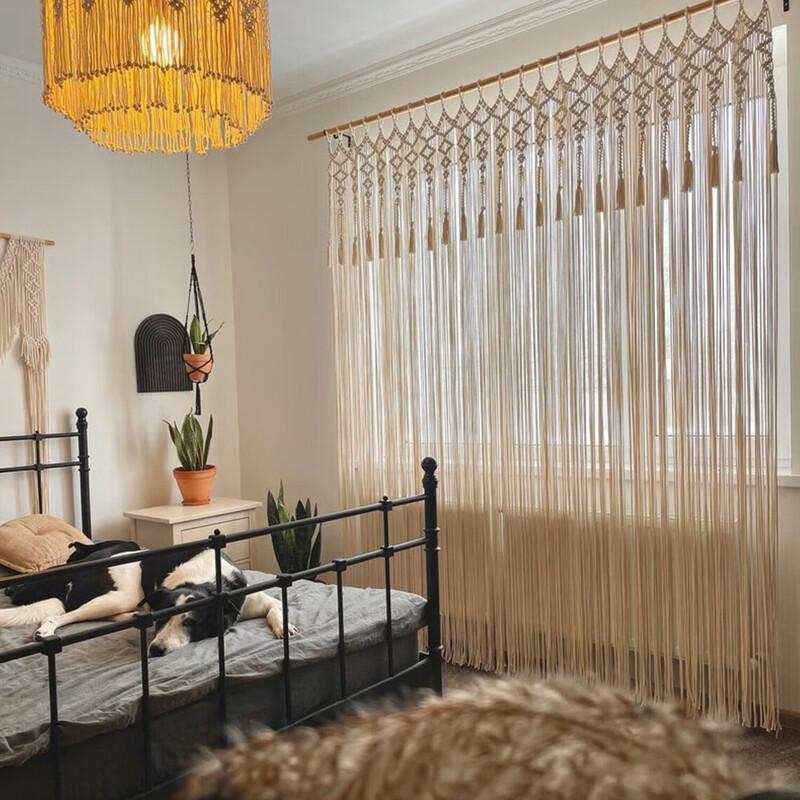 Nordic Hand-Woven Cotton Macrame Door Curtain Tapestry