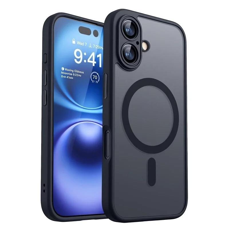 Luksusowe Magnetyczne Matowe Półprzezroczyste Odporne na Wstrząsy Etui Dla iPhone 17 16 15 14 Plus 13 12 17 Pro Max Dla Magsafe Pokrowiec do Ładowania Bezprzewodowego