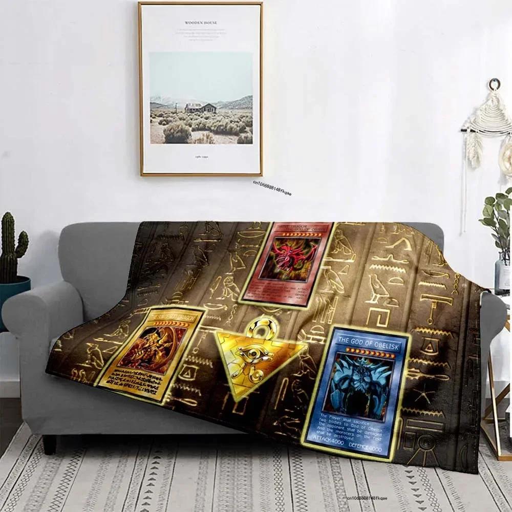 Anime Yu Gi Oh Card Yugioh Throw Blanket Blue Eyes White Dragon Anime Cartoon Soft Plush Blanket Bedroom Bedspread Home Decor