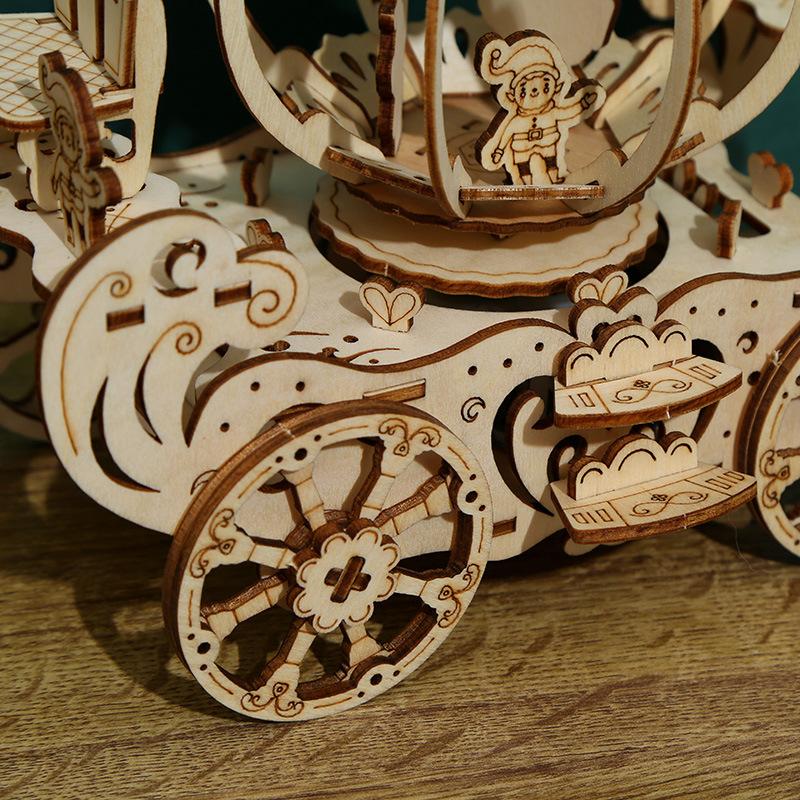 DIY Pumpkin Cart 3D Wood Puzzles Kids Assembling Building Brocks Model Bricks Educational Toy for Adult Child Gift