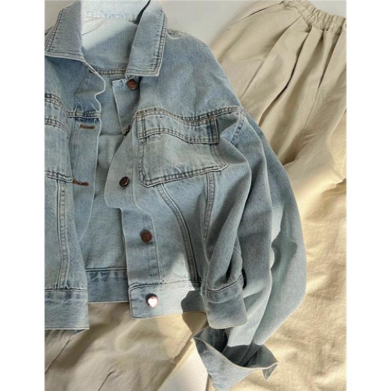 Spring New Korean Loose Versatile Jacket Long-sleeved Top Retro Blue Denim Jacket Women