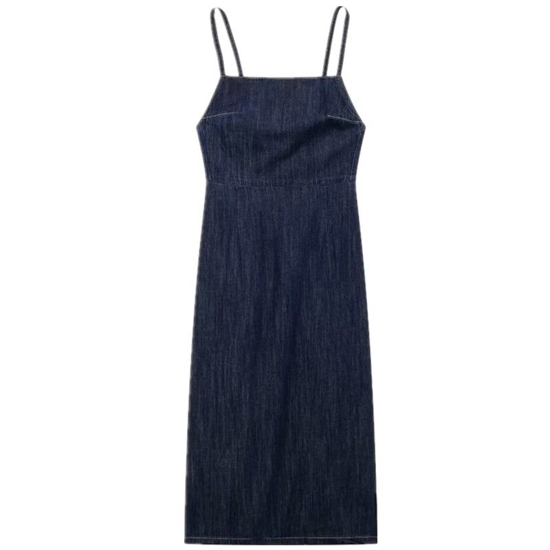 Fashion Wind 2024 Autumn New Arrival Female Stylish All-Matching Jeans Sling Mid-Length Dress 5520281