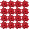 Christmas Red Gold Glitter Flowers Artificial Poinsettia Flower for Xmas Tree Ornaments Navidad New Year Party Home Decoration