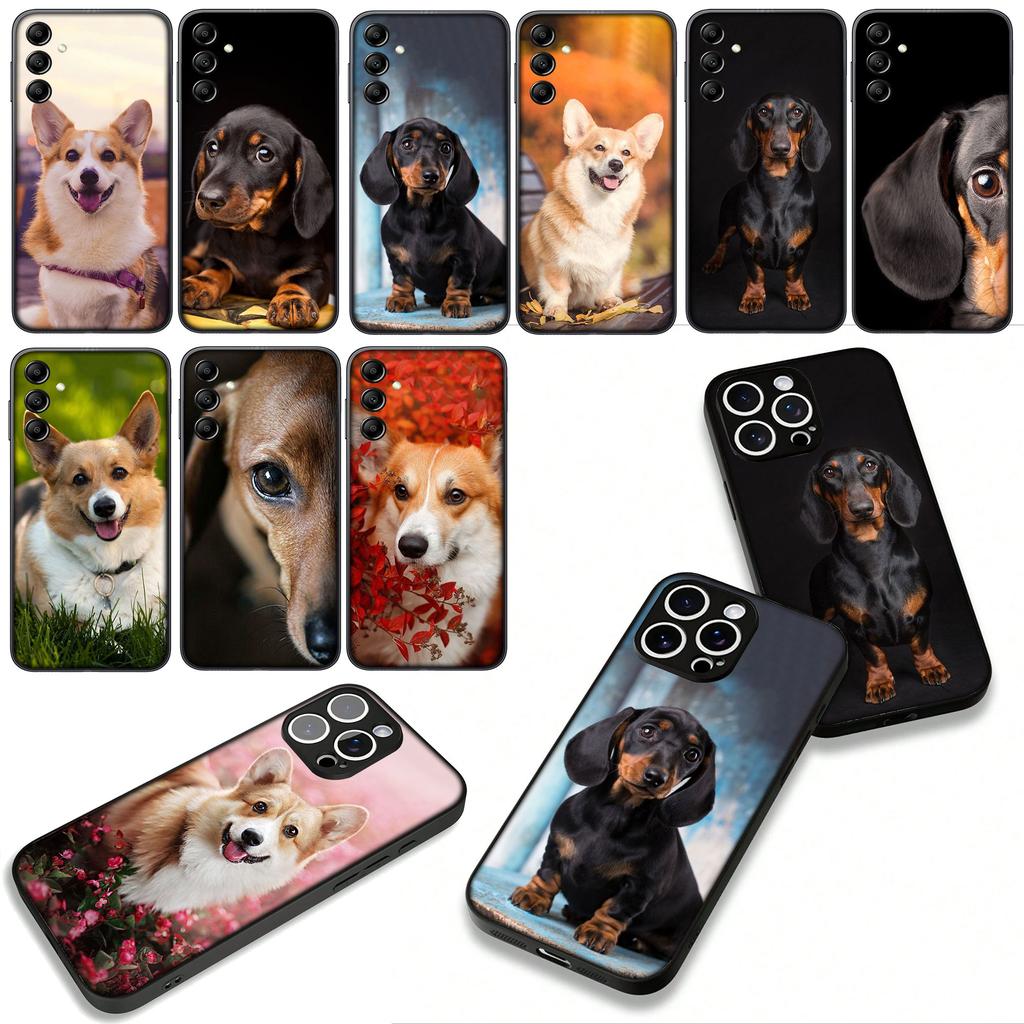 Corgi Dachshund Dog Phone Cover for Samsung Galaxy S25 S24 S22 S23 FE Ultra Plus A56 A05 A06 A15 A16 A55 S7 Edge Case