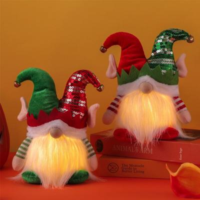 Christmas Gnome Plush Faceless Rudolph Doll Gonk Santa Elf Ornaments with Light Xmas Gift Decor