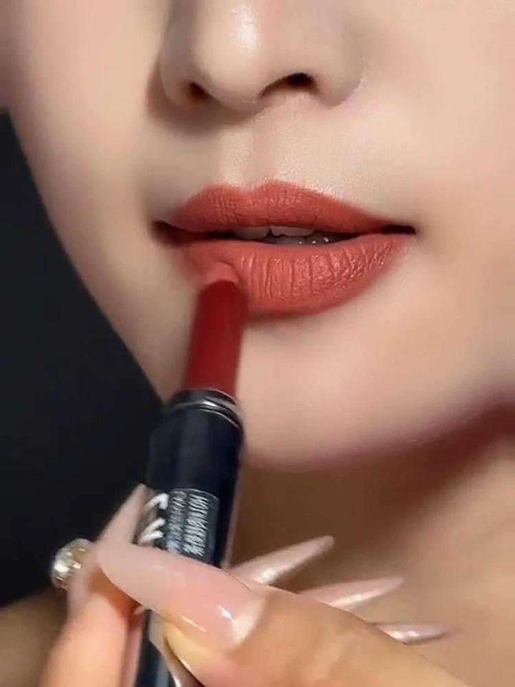 Double-Headed Lip Liner Lipstick No Stain on Cup Not Easy to Fade Cinnamon Milk Tea Plain Nude Brown White Official Authentic Products
