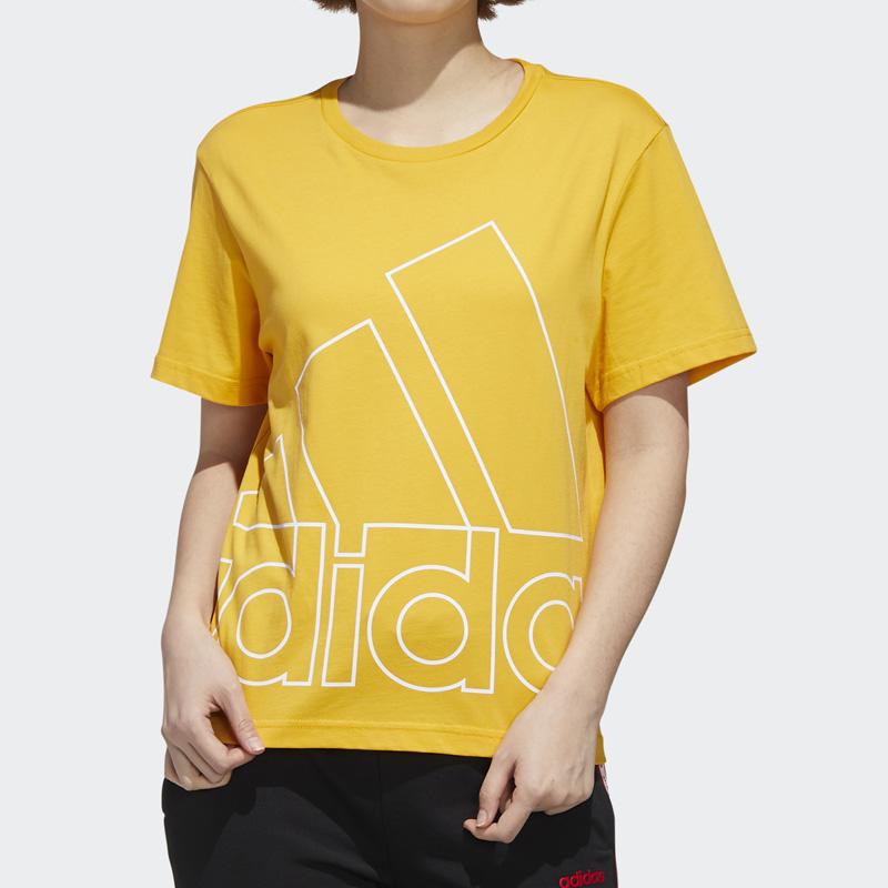 Adidas Favorite Casual Sport Short Sleeve T-Shirt Women Tops Yellow GL7164