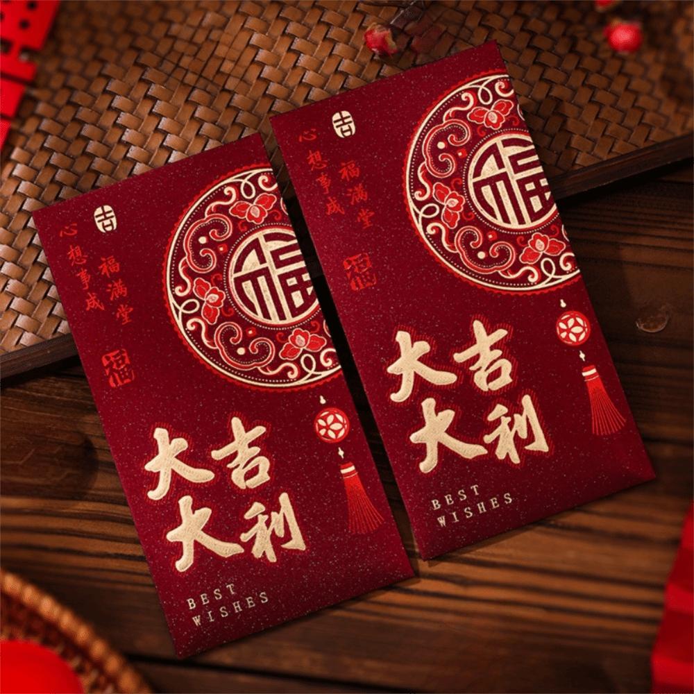 6pcs Blessing Gift Hot Gold 2026 Horse Year Red Envelope Art Paper Hongbao Red Packet Traditional Gift Envelope Lunar Year