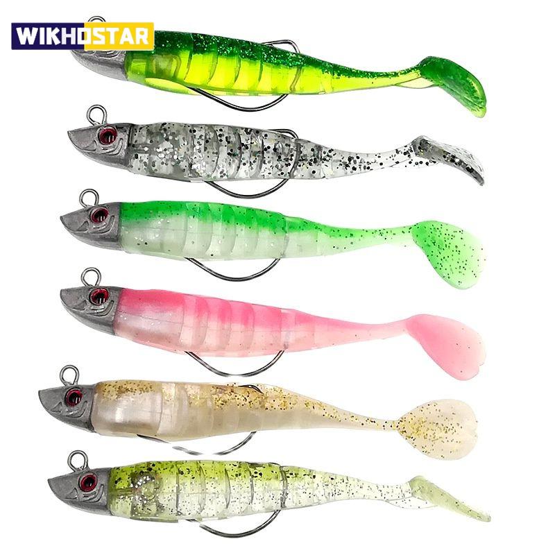 Señuelo Blando 10cm15g Cabeza Jig Cola T Pesca de Agua Salada Señuelos de Pesca Marítima Señuelos de Silicona Minnow Pike Swimbait