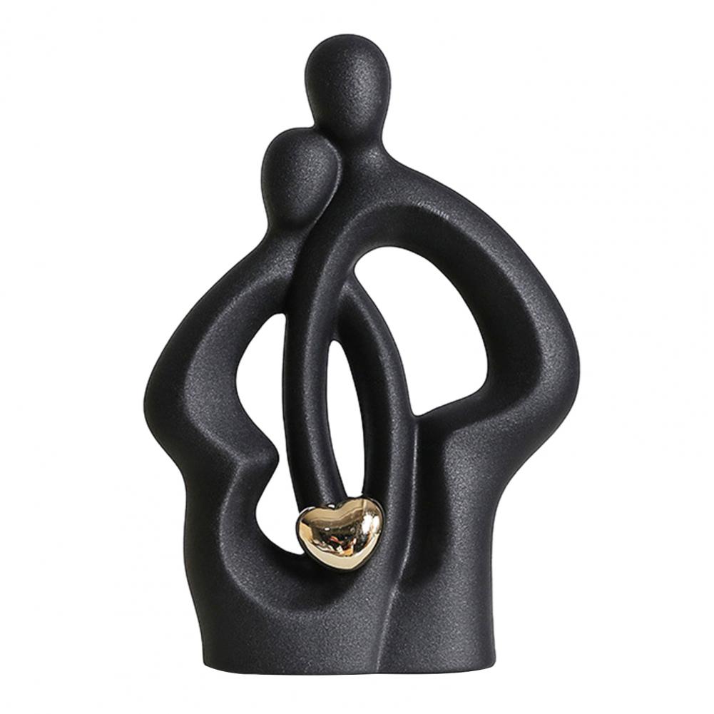 Ceramic Couple Statue Hugging Kissing Lover Figurine Decor Romantic Couple Heart Sculpture For Wedding Valentine's Day Gift