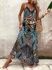European and American Large Size Bohemian Suspender Long Skirt V-neck Loose Print Leopard Print Zebra Drape Seaside Vacation Long