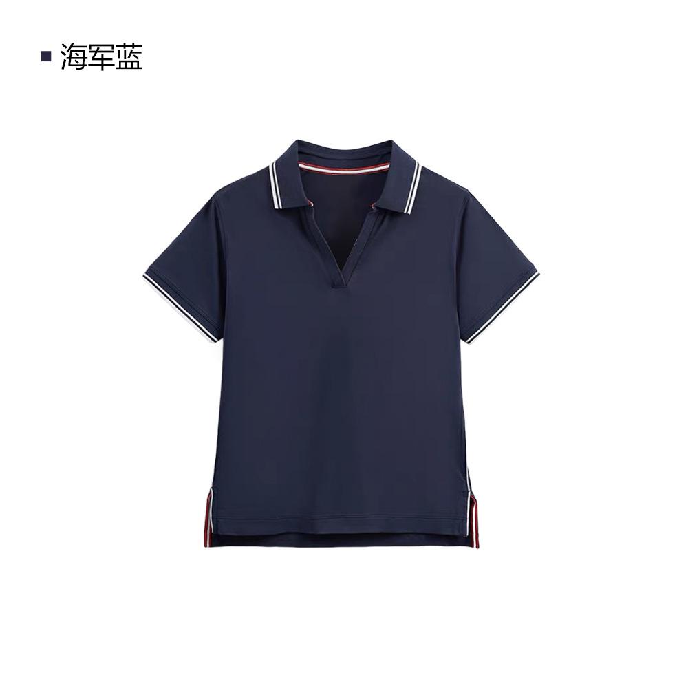 POLO shirt V-neck short-sleeved summer women's tennis clothes club cool running fitness T-shirt yoga clothes sports top