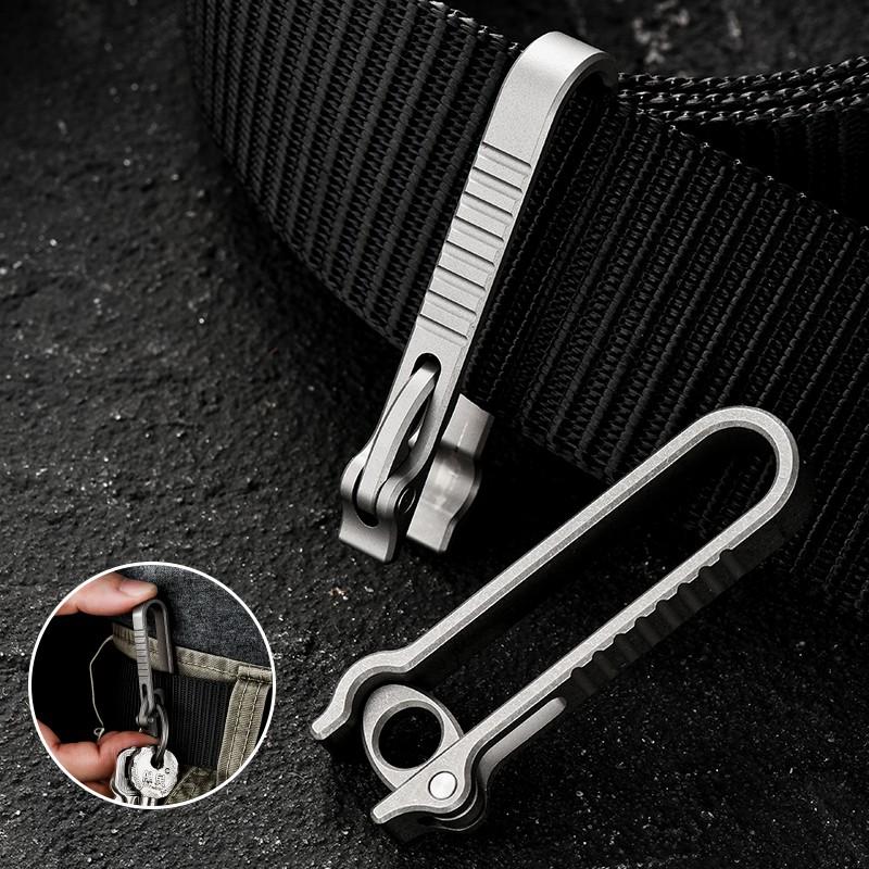 Pocket Clip Waist Belt Car Key Ring Titanium Alloy EDC Keychain Carabiner Hook Clip Hanging Buckle Outdoor Home EDC Tools