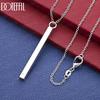 925 Sterling Silver Rectangular Pendant Necklace Fashion Jewelry