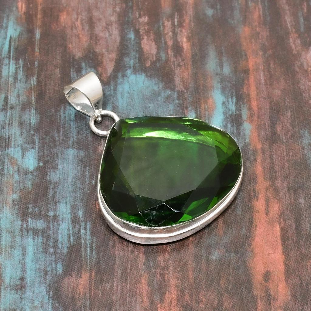 Peridot, Edelstein 925 Sterling Silber handgefertigter wunderbarer Schmuckanhänger
