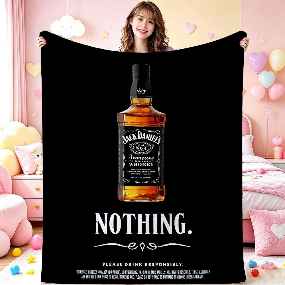 Classic Jack Daniel'S Tennessee Whiskey Flannel Printed Blanket Thick Warm Throw Blanket For Living Room Kids Room Party Decor Holiday Gift