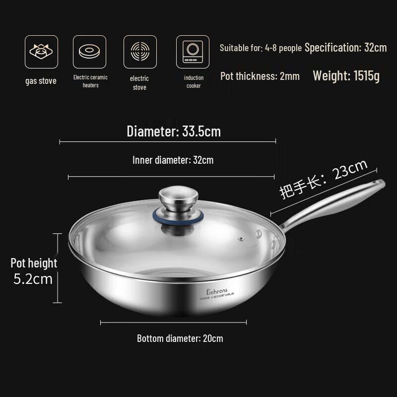 Berens Penguin 32cm 3-Ply Stainless Steel Wok