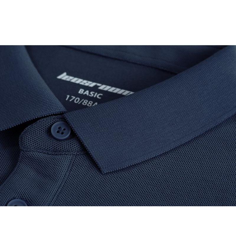 Men's Black Short Sleeve Polo Shirt Casual Slim-fit Basic Top