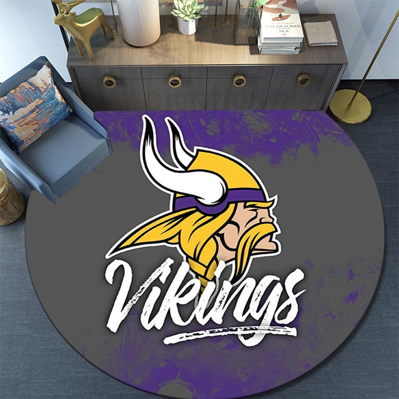 Minnesota Vikings3,Round Area Rug,Carpet Rug for Living Room Bedroom Sofa Playroom Decor,Non-slip Floor Mat