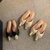 New satin bag head half slippers outer wear temperament shoes flats gold