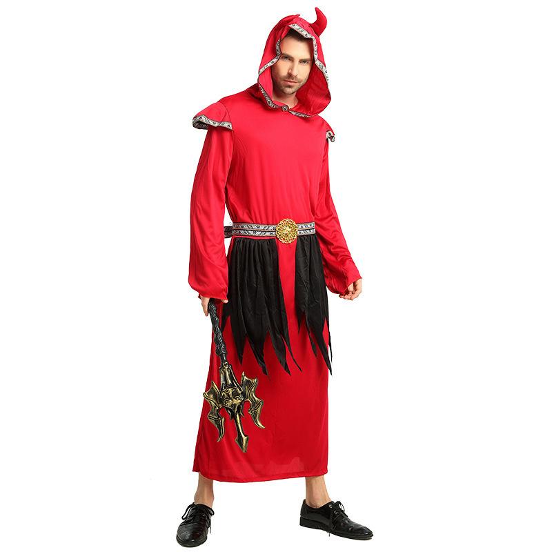 

Западный яркий костюм на Хэллоуин для мужчин с красным злым сатанинским дизайном, мантия