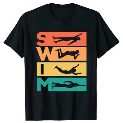 Funny Retro Vintage Swimming Gift For Swimmers T Shirts Graphic Cotton Streetwear Short Sleeve Birthday Tshirt Mens Clothing