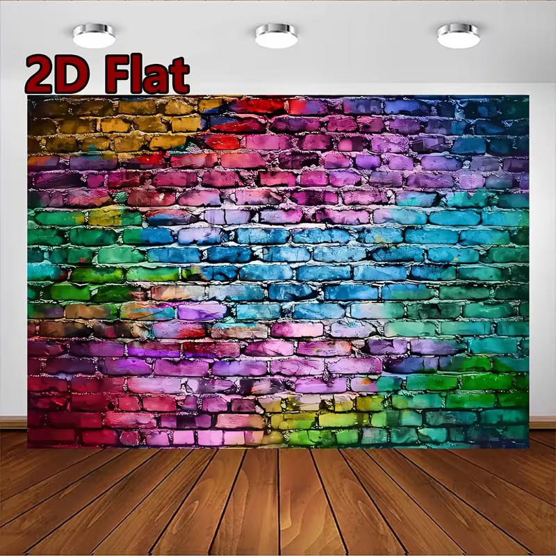 2D Colorful Graffiti Brick Backdrop Photography Background Banner