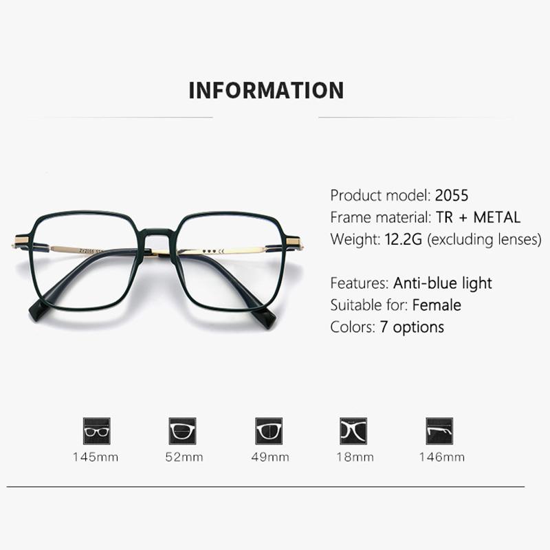 Blaulichtfilter-Brillengestelle für Mädchen Koreanische Version schlichtes Gesicht Make-up elegante quadratische Brille für Kurzsichtigkeit.2055