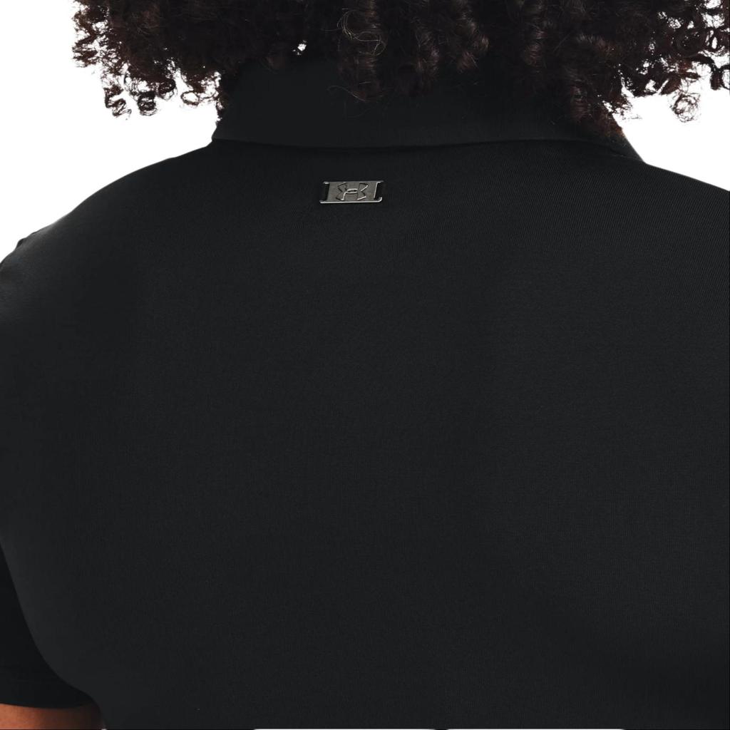 Under Armour Solid Color Slim Fit Short Sleeve Polo Shirt Women Tops Black 1363949-001