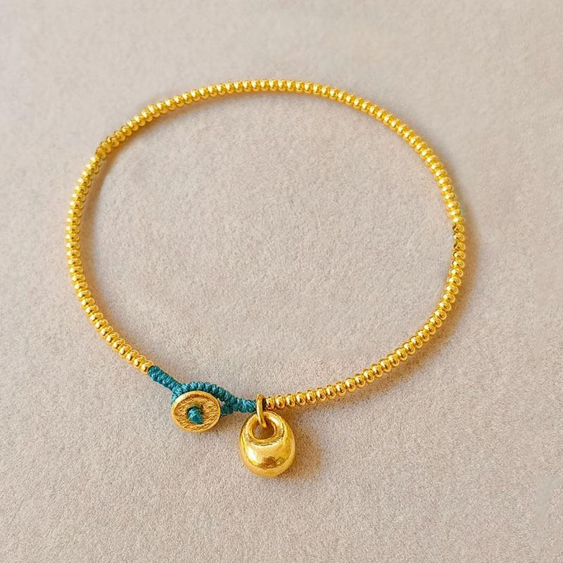 

Simple retro blue yellow small bean beads Ruyi blue rope bracelets for women new in layered charm bracelet banquet jewelry