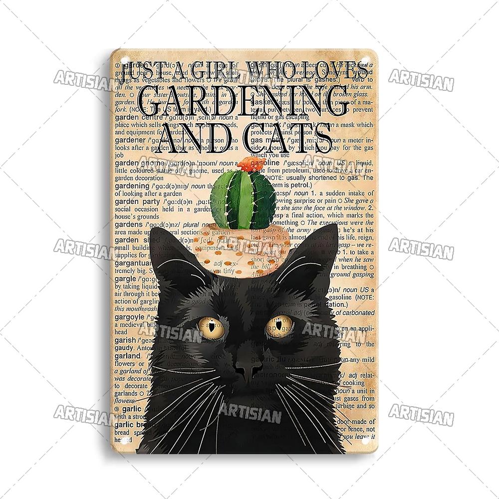 Artisian Black Cat Retro Metal Plaque Funny Pet Vintage Decorative Tin Sign Wall Decor Garage Bar Pub Club Kitchen Home Man Cave