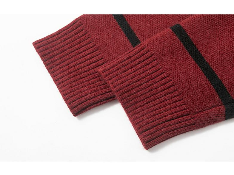 Plus Size Women's V-Neck Color Block Stripe Knit Cardigan - Loose Casual Winter Style