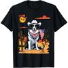 Patriotic Cowboy Border Collie Dog With US Flag In Desert T-Shirt