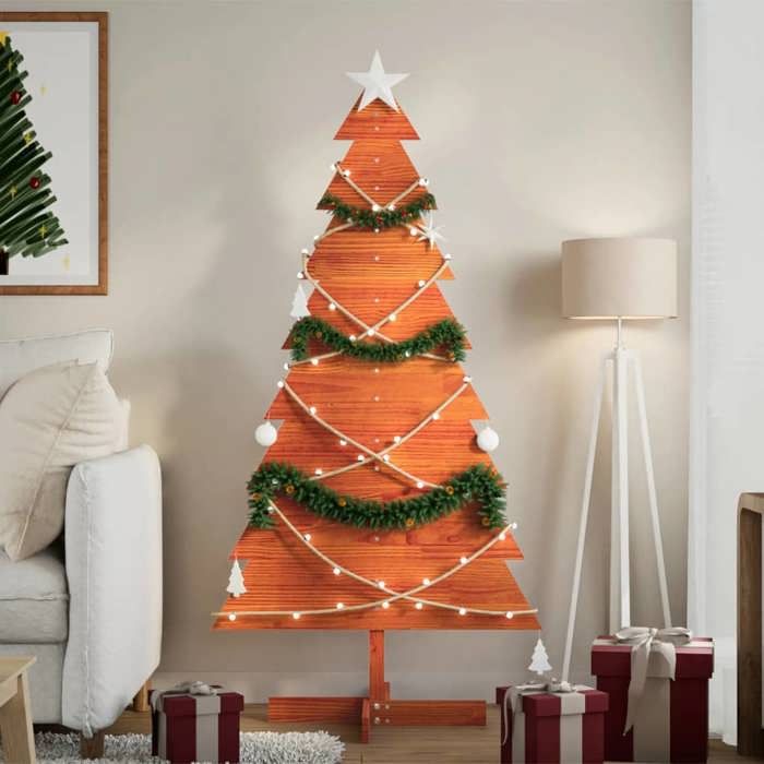 Christmas Tree - vidaXL - 150 Cm - Solid Wood - Brown - Indoor