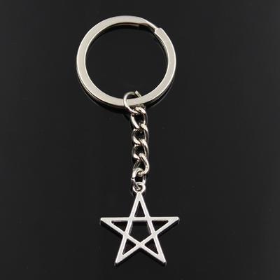 Moda brelok 25x23mm pusta pięcioramienna gwiazda srebrne kolorowe wisiorki DIY mężczyźni biżuteria łańcuszek do kluczyka do samochodu uchwyt pierścieniowy prezent z pamiątkami