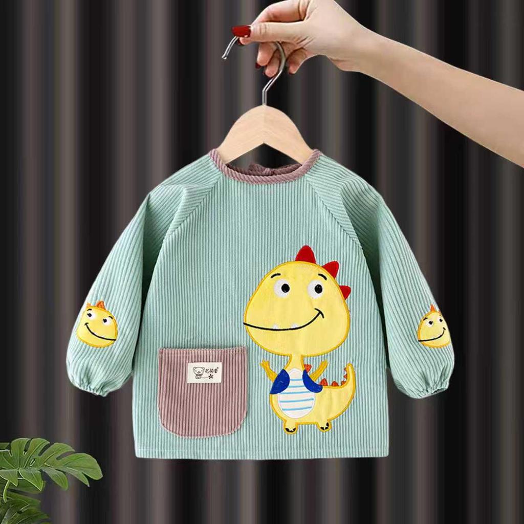 Waterproof Corduroy Baby Coveralls: Stain-Proof Unisex Autumn/Winter Eating Apron & Bib