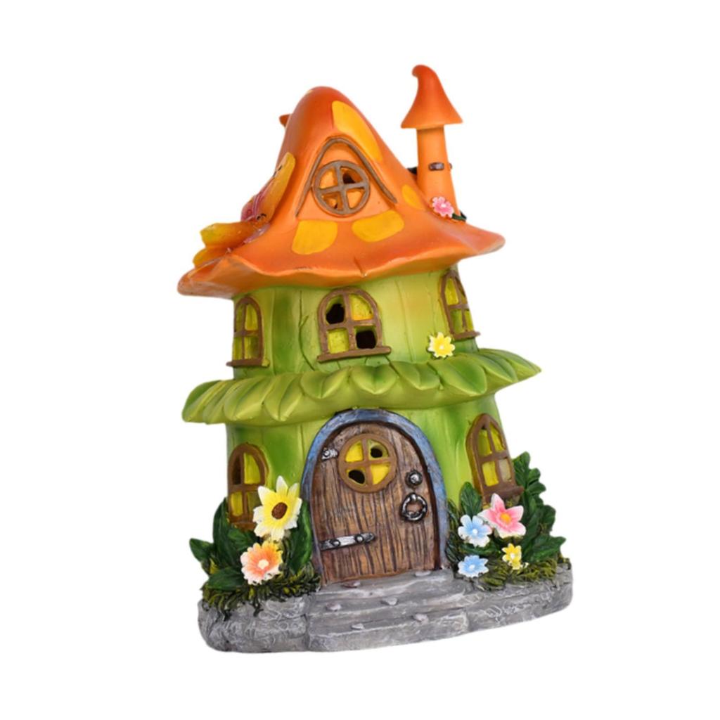 Garden Mushroom Statue Resin Sculpture Solar Sculpture for Home Lawn Patio