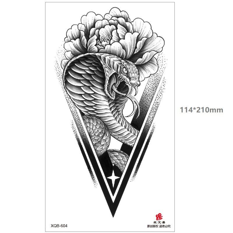 Dragon Wolf Tiger Black Water Transfer Simulation Disposable Temporary Half-Arm Animal Set Tattoo Sticker