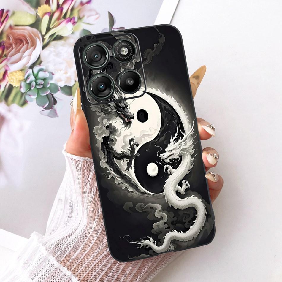 For Motorola Moto G17 Cool Dragon Tiger Pattern Phone Case For Motorola MotoG17 G17 Power XT2623 Black Silicone Soft Bumpers