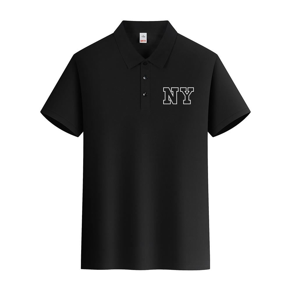 Ny Logo In Capital Letters Mens Polo T Shirts Clothes Short Sleeve Loose Crewneck T-Shirt Breathable Top