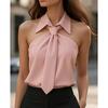 Spring Summer New Arrival Hot Sale Crossbody Lapel Tie Shirt Design Sleeveless Vest
